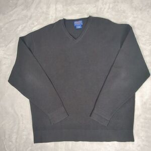 Pendleton Sweater Mens XL Black Cotton Blend‎ V-Neck Casual Knit Soft Warm Y2K